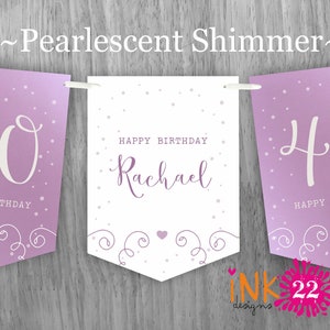 Personalised Birthday party decoration banner bunting garland 18th, 21st, 30th, 40th, 50th, 60th Rose Gold, Sage Green, Teal, Purple or Gold