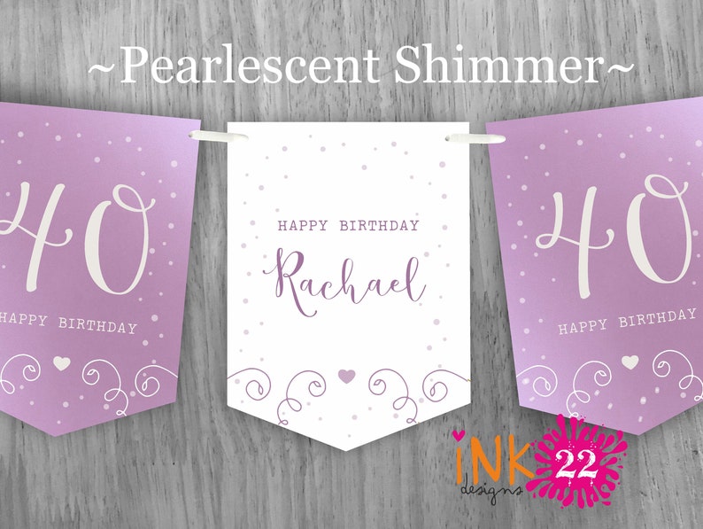 Personalised Birthday party decoration banner bunting garland 18th, 21st, 30th, 40th, 50th, 60th Rose Gold, Sage Green, Teal, Purple or Gold Purple