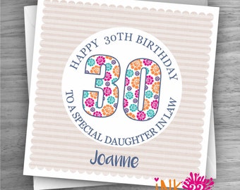 Personalised Birthday Card, Floral, Fun, Any Name and Age 18th 30th 40th 50th 60th 70th personalized
