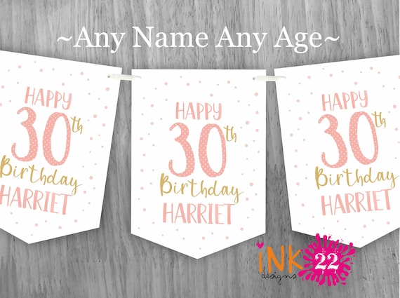 Personalised Birthday party decoration banner bunting garland Milestone 18th, 21st, 30th, 40th, 50th, 60thpersonalized