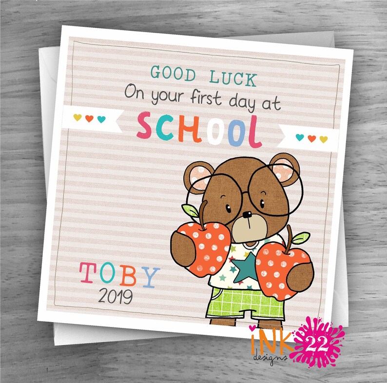 Personalised Good Luck Card First day at School/ Nursery | Etsy