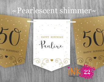 Personalised Birthday party decoration banner bunting garland 18th, 21st, 30th, 40th, 50th, 60th Rose Gold, Sage Green, Teal, Purple or Gold