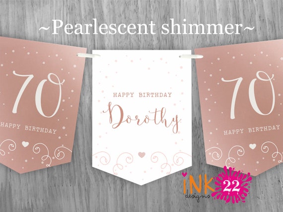 Personalised Rose Gold Birthday Bunting Banner - Custom Decor For 18th, 21st, 30th Parties