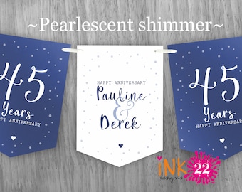 Personalised Anniversary party decoration banner bunting garland40th Ruby 50th Golden 60th Diamond 25th Silver 45th Sapphire 30th Pearl