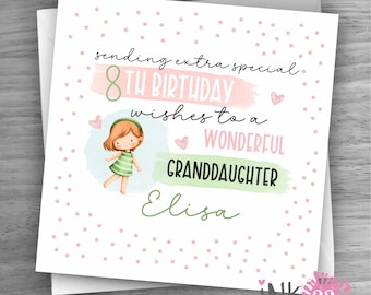 Personalised Birthday Card, Birthday Girl, Daughter, Granddaughter, Niece, Goddaughter, Sister 3rd 4th 5th 6th 7th 8th 9th, personalized