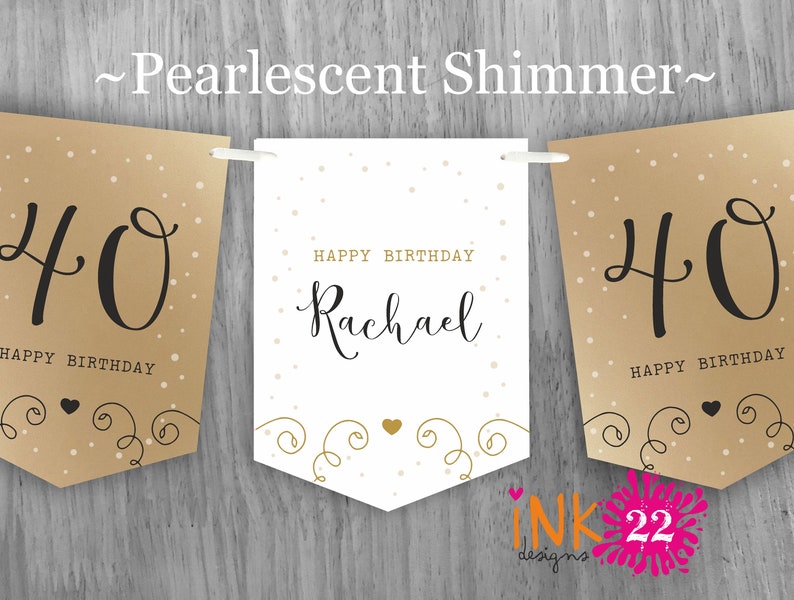 Personalised Birthday party decoration banner bunting garland 18th, 21st, 30th, 40th, 50th, 60th Rose Gold, Sage Green, Teal, Purple or Gold Gold