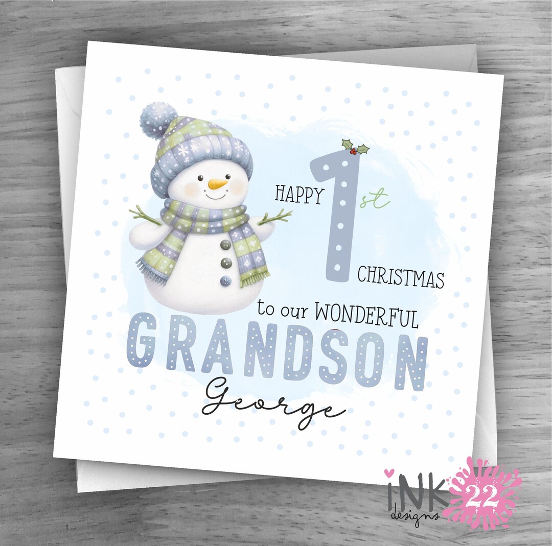 Personalised Christmas Card New Baby Boy Girl, Baby's 1st First ...