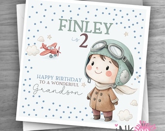 Personalised Plane Birthday card, 2nd 3rd 4th Boys, Son, Grandson, Nephew, Brother, Personalized