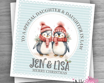 Personalised Christmas Card, All Female couple. Daughter & Daughter in Law, Granddaughter and Fiancée, Sister and Girlfriend etc...