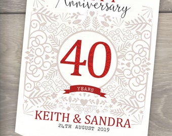 Personalised Anniversary party decoration banner bunting Milestone Ruby, Golden, Diamond, Silver, Coral, Pearl personalized