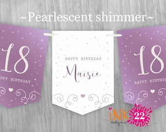 Personalised Birthday party decoration banner bunting garland 18th, 21st, 30th, 40th, 50th, 60th Rose Gold, Sage Green, Teal, Purple or Gold
