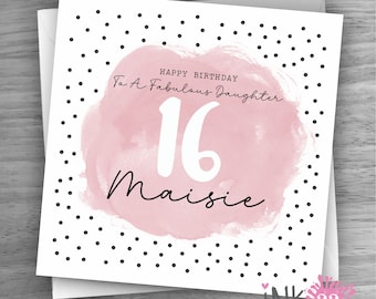 Personalised 16th 18th 21st 30th 40th 50th 60th Birthday Card, Any Name and relation, Daughter, Friend, Niece, Auntie, Sister in law, Floral