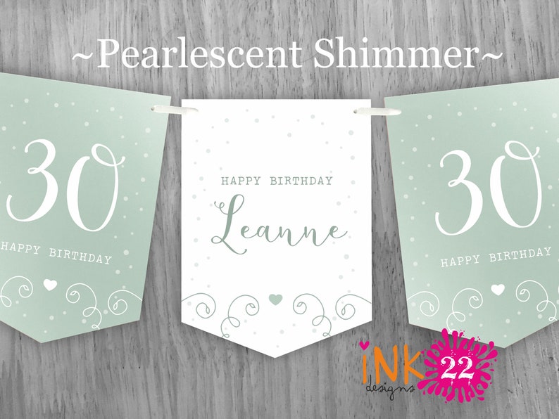 Personalised Birthday party decoration banner bunting garland 18th, 21st, 30th, 40th, 50th, 60th Rose Gold, Sage Green, Teal, Purple or Gold Sage Green