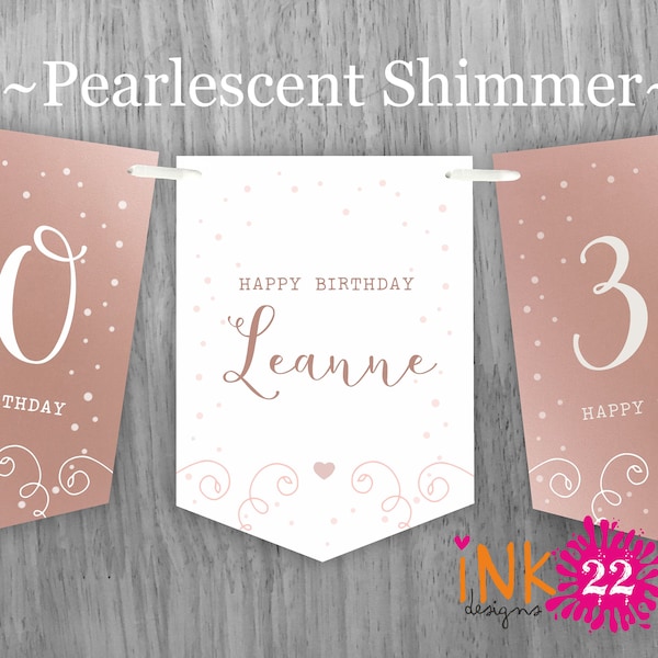 Personalised Birthday party decoration banner bunting garland 18th, 21st, 30th, 40th, 50th, 60th Rose Gold, Sage Green, Teal, Purple or Gold