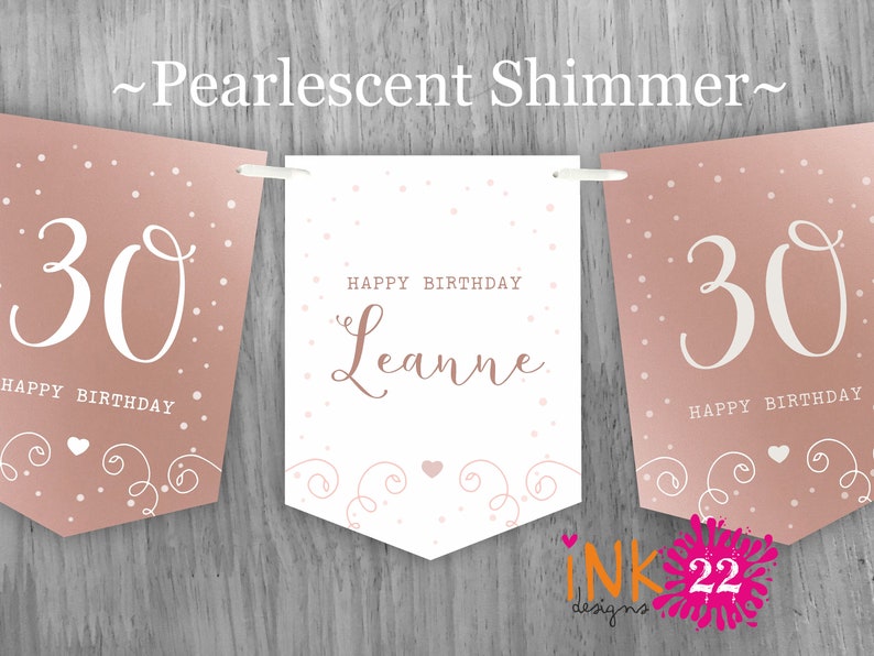 Personalised Birthday party decoration banner bunting garland 18th, 21st, 30th, 40th, 50th, 60th Rose Gold, Sage Green, Teal, Purple or Gold Rose Gold