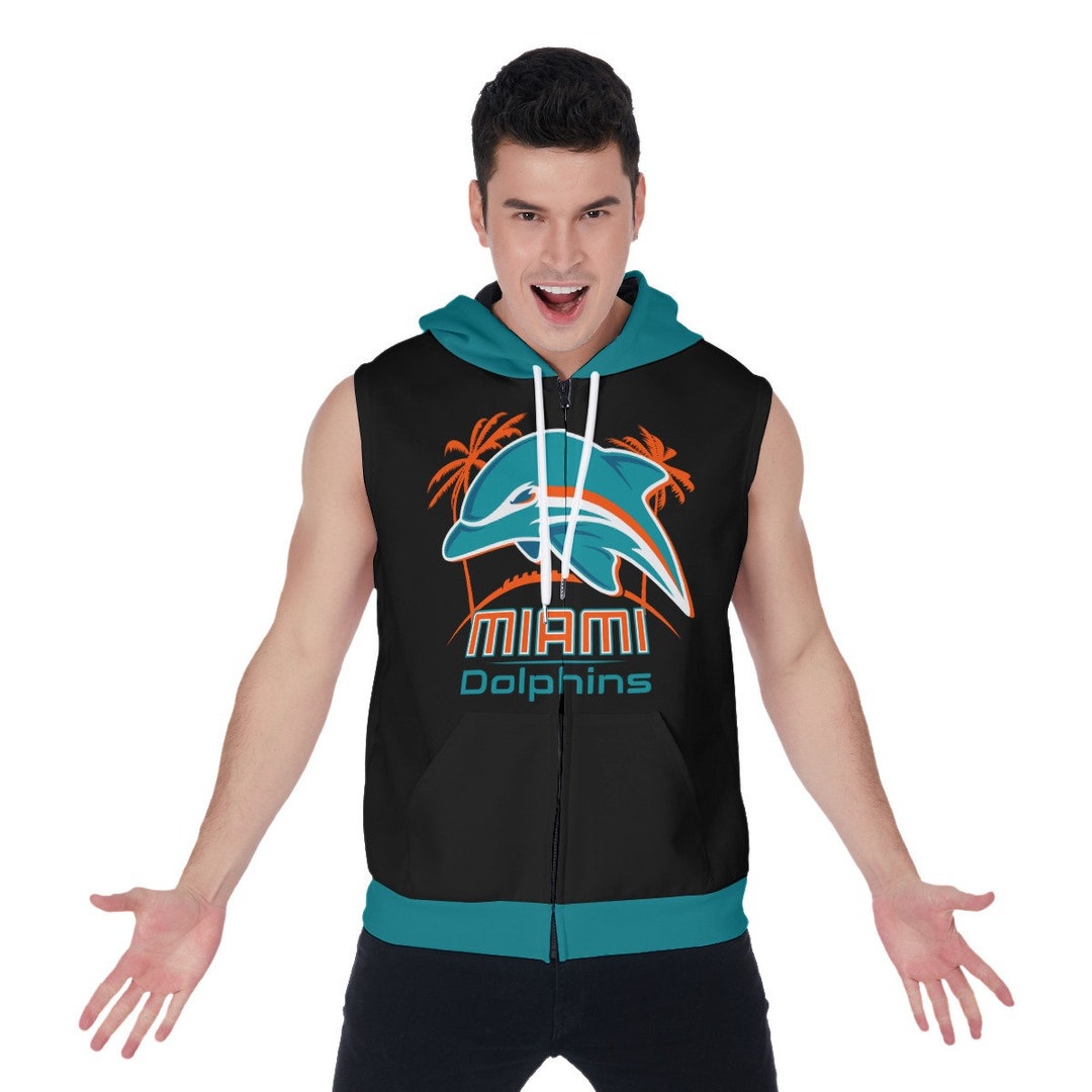 Miami Dolphins Mens Sleeveless Hoodie Gym Workout Print - Etsy