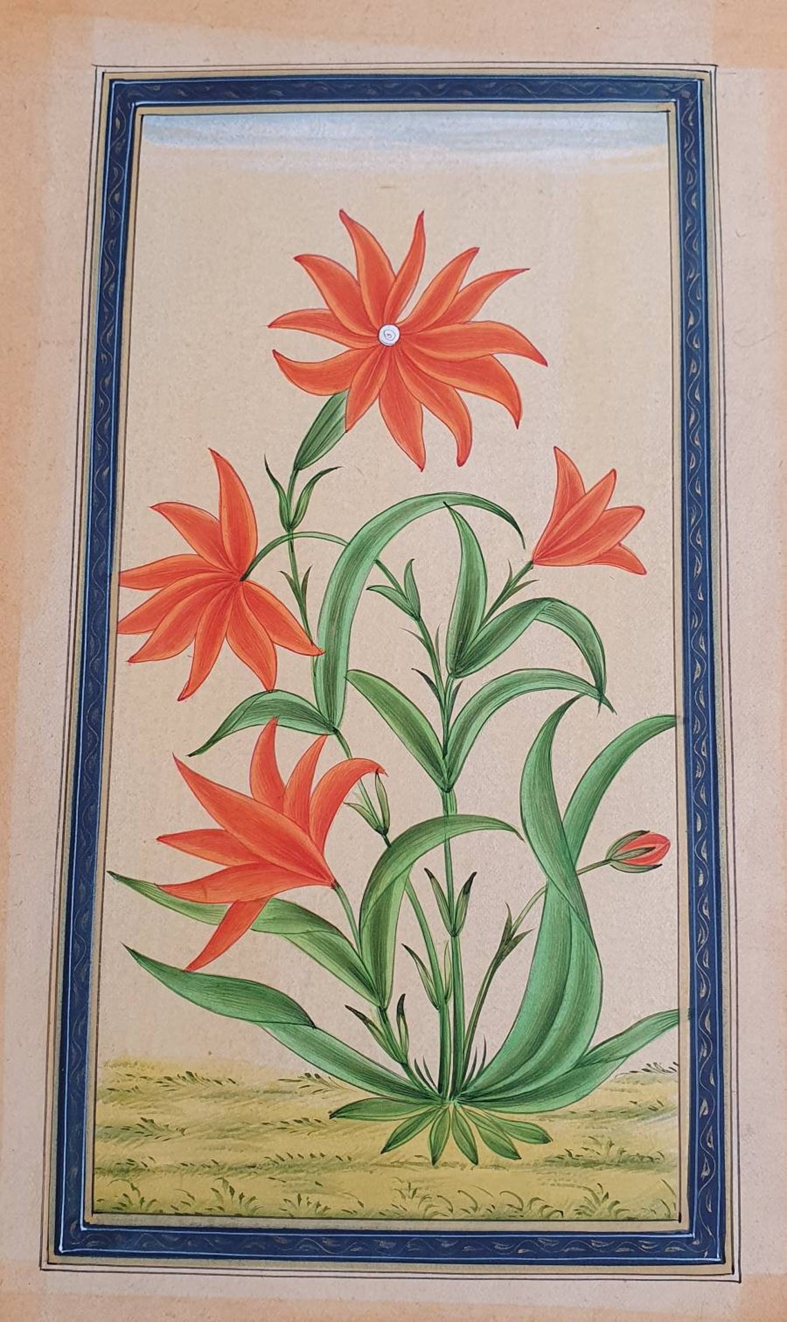 Indian miniature painting of flowers Etsy