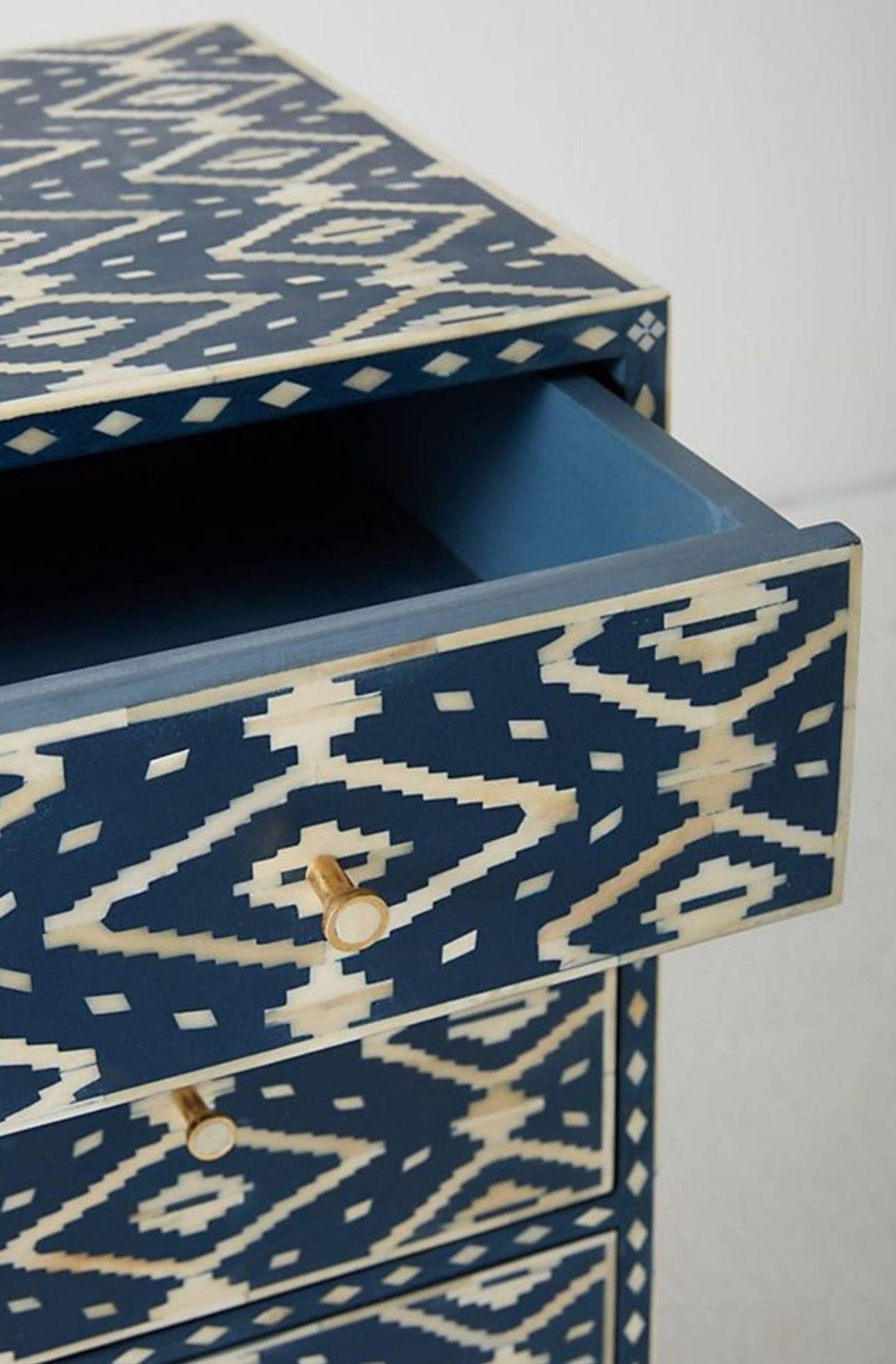 Bone inlay chest of 6 drawers ikkat/Bone inlay drawers/Bone Etsy