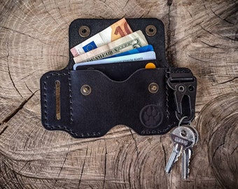 Porta carte da cintura in pelle con gancio per chiavi: portafoglio antifurto