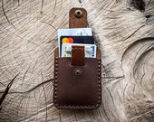 Hand Stitched Leather Belt Card Holder with Clip