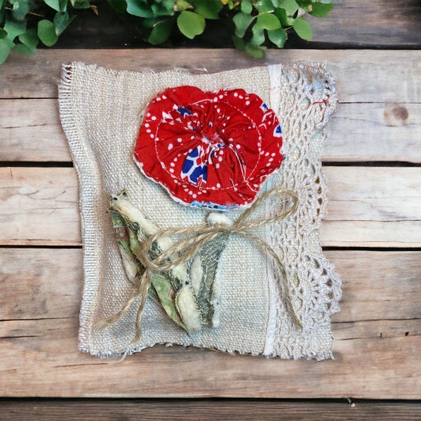 Mini oreiller de fleurs de sac de grain de 5 pouces, décor de remplissage de bol de panier rustique de ferme, couette et dentelle vintage recyclés, table de plateau de niveau chalet d'été