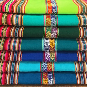 Peruvian Manta 84&quot;x42&quot;/Tribal fabric blankets/Peru Textile Tablecloth/Andean Aguayo/Ethnic Blanket Fabric