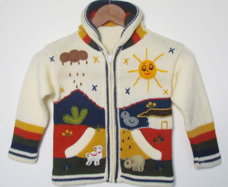Children/'s jacket Arpillera for childrenWool embroidered Jacket for kids Hooded Jacket Girl Boy sweater cardigan