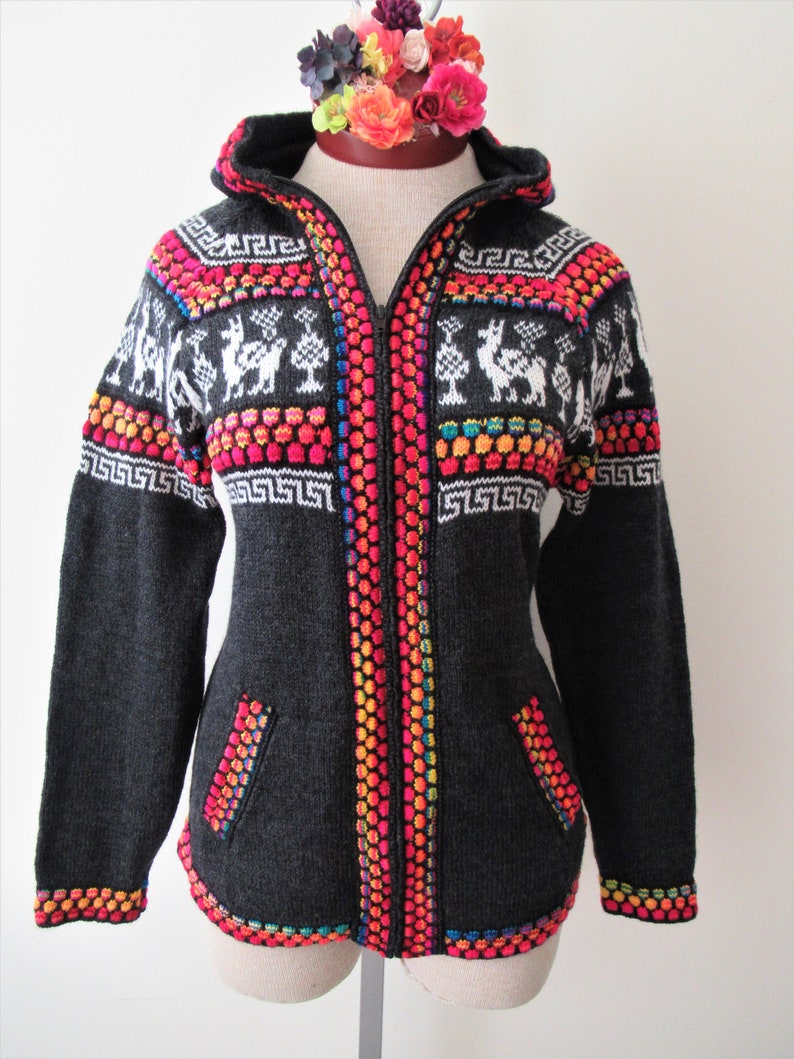 Peruvian Alpaca sweater/Pullover zipper sweater Alpaca blend for women Alpaca blend Medium Cardigan Zipper Hoodie