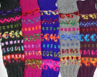 Alpaca Blend Leg Warmers Hand knitted/Peruvian Leg Warmer Multicolor/Polainas from Peru