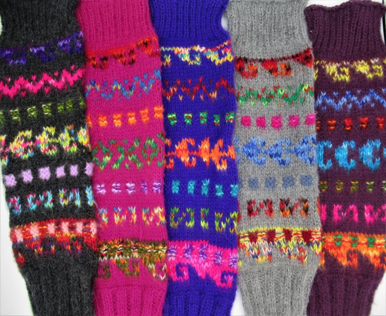 Alpaca Blend Leg Warmers Hand knitted/Peruvian Leg Warmer Multicolor/Polainas from Peru imagem 1