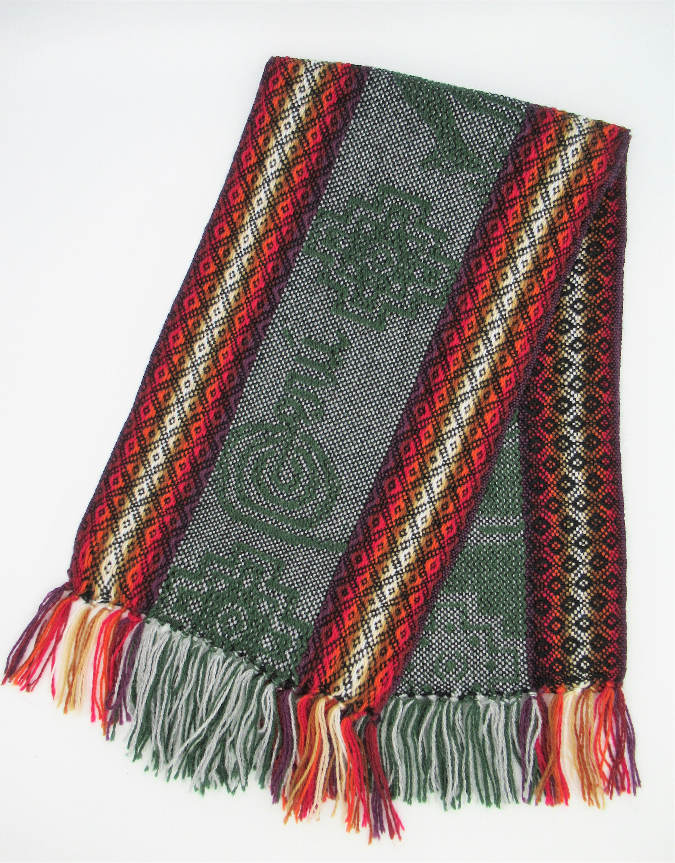 Alpaca Blend Unisex Scarf With Llama and Chakana Design
