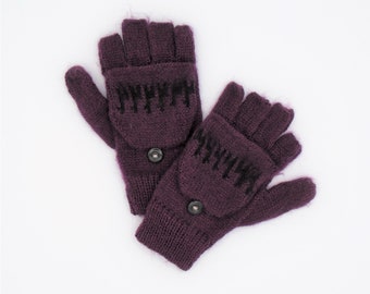 Tacobear 2 Pairs Convertible Fingerless Gloves for Kids Winter Gloves Kids Warm Knitted Soft Gloves for Toddler Boys Girls Half Finger Mittens Birthday Christmas Gifts for Kids