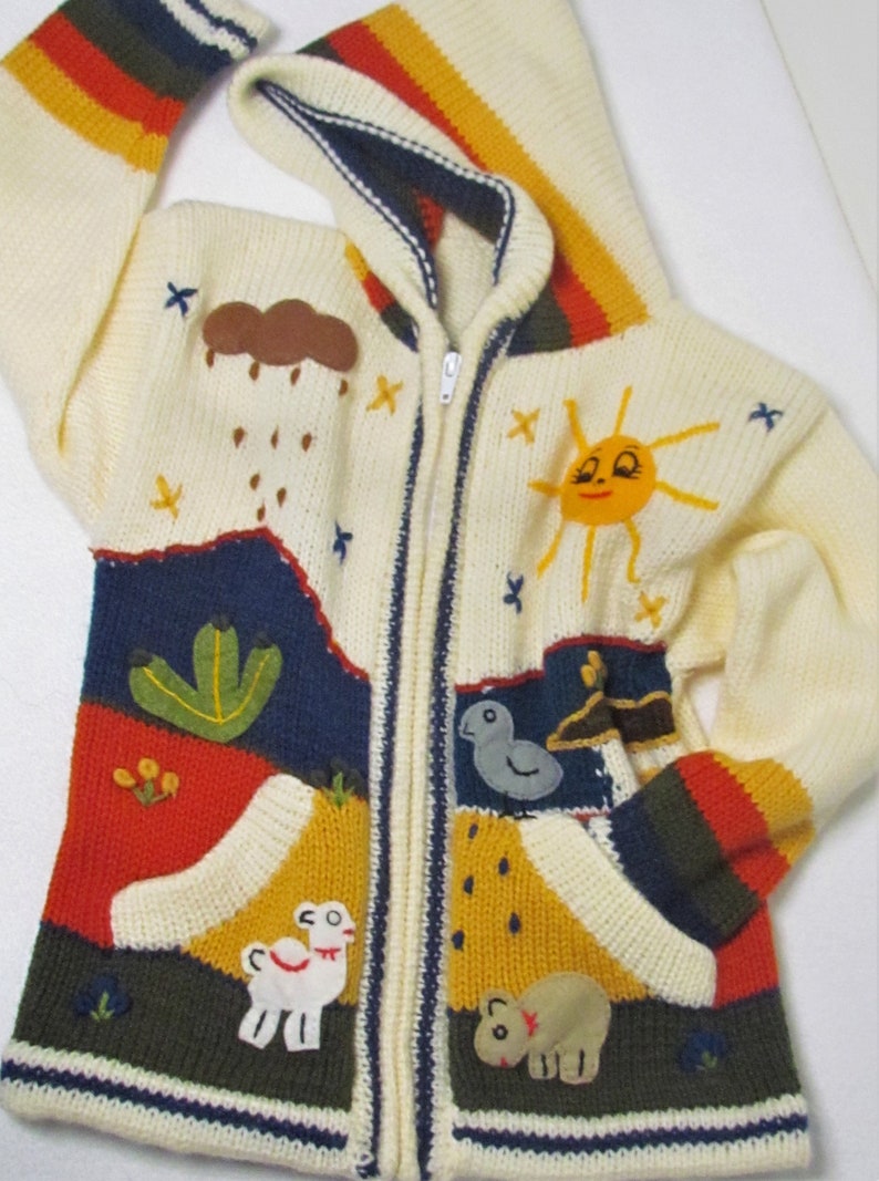 Children/'s jacket Arpillera for childrenWool embroidered Jacket for kids Hooded Jacket Girl Boy sweater cardigan