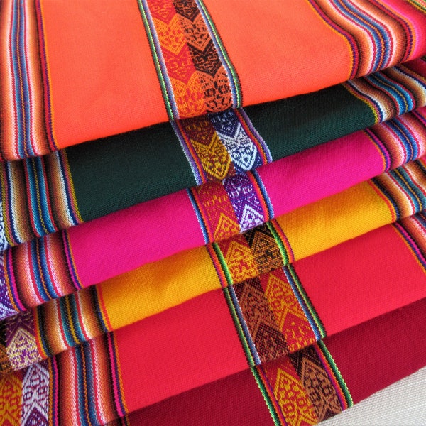 Peruvian Manta 84"x42"/Tribal fabric blankets/Peruvian Andean Tablecloth/Aguayo/Ethnic Blanket Fabric