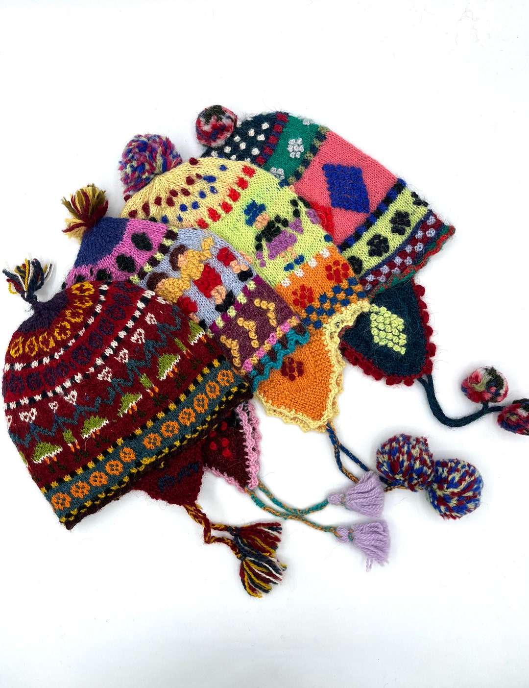 Berretto andino per bambini 100% alpaca tessuto a mano (1-2 anni