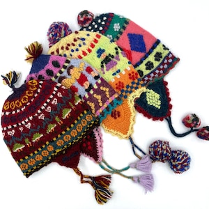 Kids 100% Alpaca handwoven Andean beanie (1-2 year old)/Kids Chullo Hat