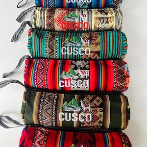 Ethic Peruvian pencil pouch/Handmade Multi color Pencil Pouch/Boho Peruvian fabric pencil pouch/Makeup bag