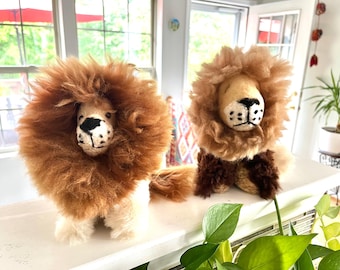 9.5" Alpaca Handmade Plush Lion. Alpaca Fur Lion Great gift for alpaca lovers.