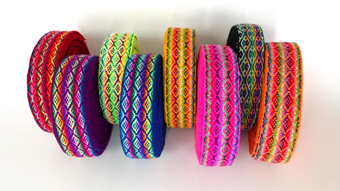 Andean Ribbons 1.5 Inches Andean Woven Ribbon. Ethnic Ribbon Woven Trim 1.5