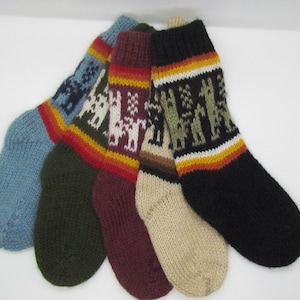 Peruvian wool Yarn Socks for little kids 1-3 Calcetines de lana para ninos/llama socks for kids 1-3