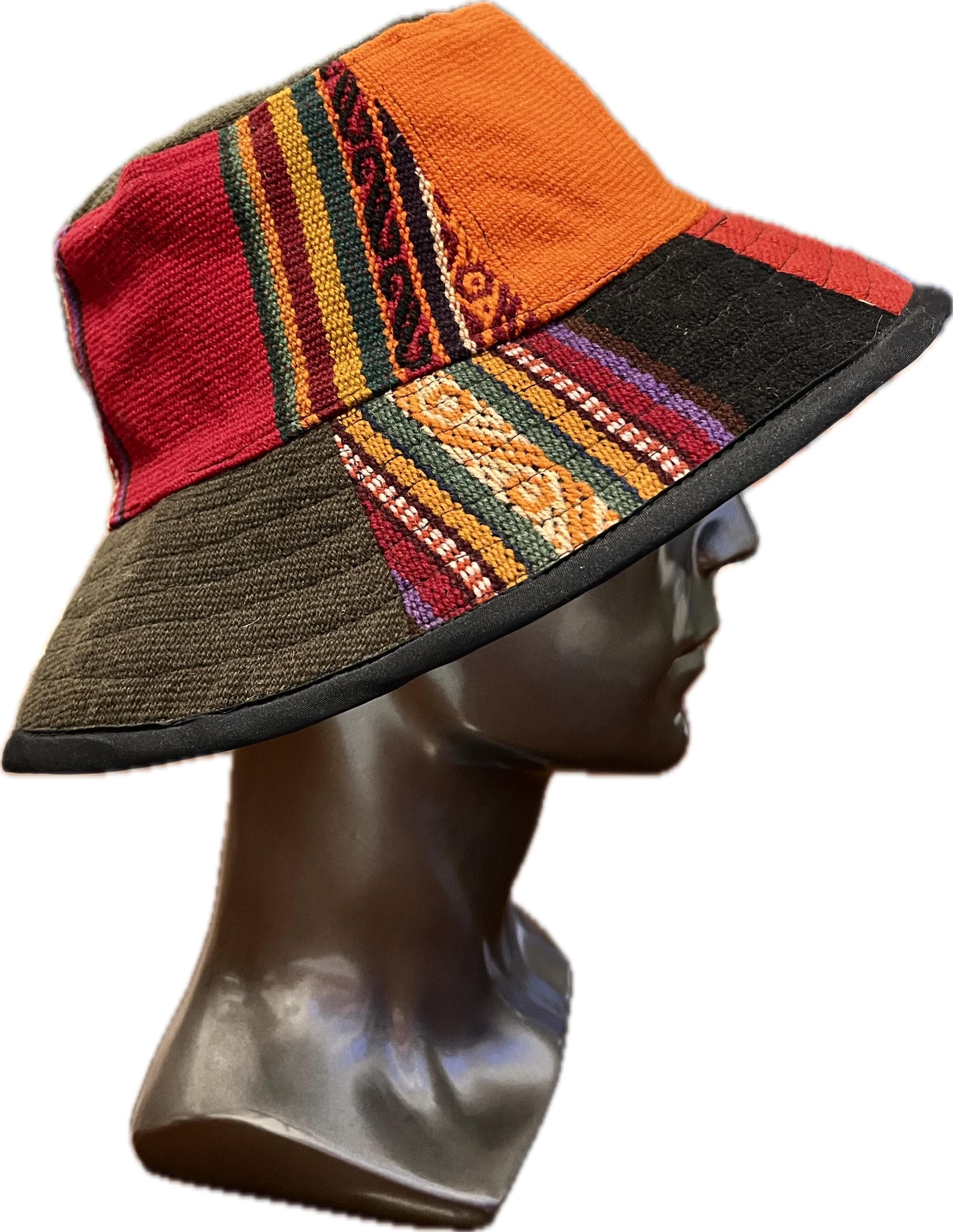Peruvian Connection Raffia Straw Patchwork Bucket Hat Bucket Hat Peruvian Style Patchwork/andean Textile Outdoor  main image 3