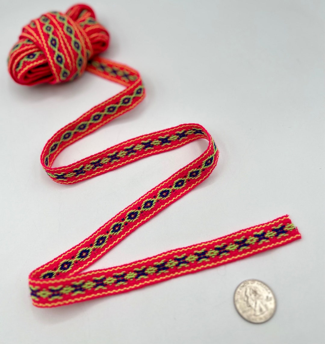 Andean Ribbons Orange 0.5 Andean Woven Ribbon. Ethnic Ribbon Woven Trim. Tribal Ribbon ...