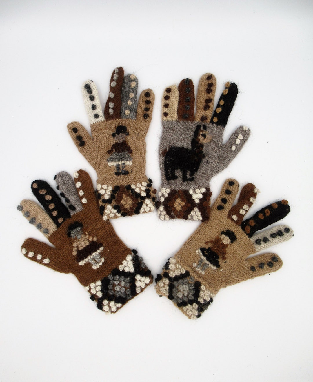 100 Hand Knitted Alpaca Gloves/alpaca Knitted Gloves With Llama/adults