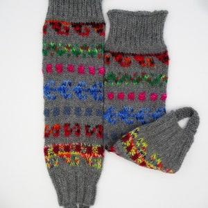 Alpaca Blend Leg Warmers Hand knitted/Peruvian Leg Warmer Multicolor/Polainas from Peru Prata