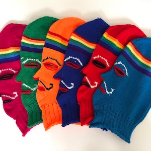 Peruvian Fucsia Balaclava/Acrylic Wool Ski Mask/ Knitted Devil Balaclava/ Wool Face Covering Mask/ Pasamontana Peru