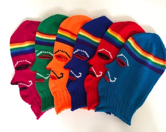 ★Rose Frantz★ Handmade Wool Balaclava (7色) Peruvian Fucsia Balaclava/acrylic Wool Ski Mask/ Knitted