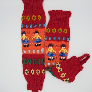 Alpaca Blend Leg Warmers Hand Knitted/Peruvian Leg Warmers/Polainas &quot;Cholitas&quot; from Peru
