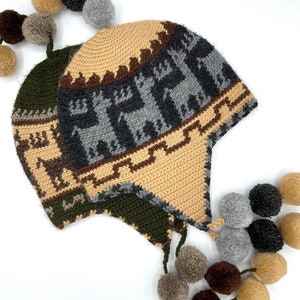 Adults Alpaca blend handwoven Chullo.  Hat for adults Unisex