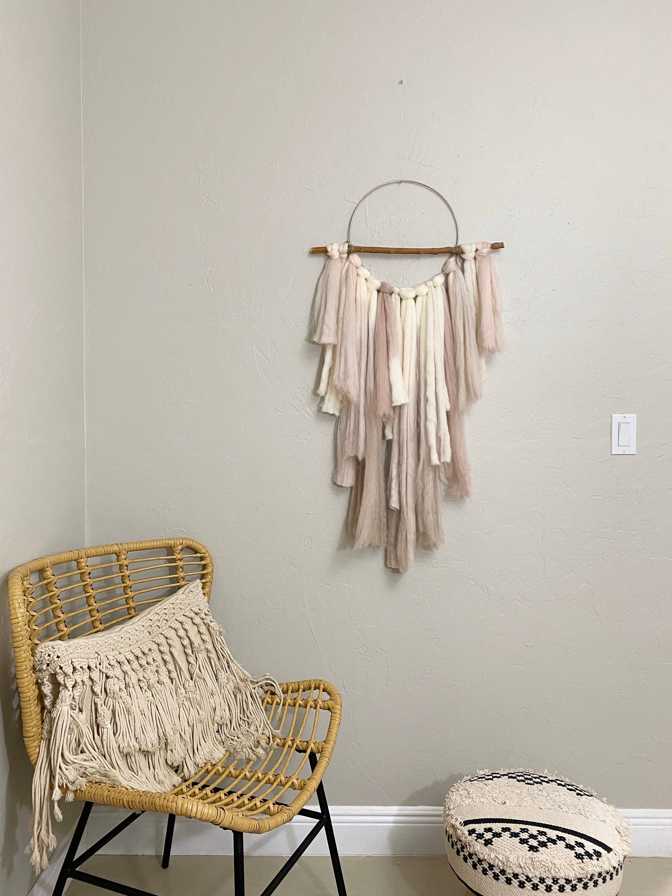 Macrame Large Wall Hanging 43 Long Dreamcatcher Ombre Blush