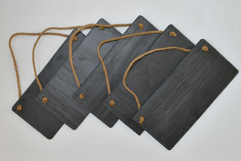 Pack Of 5 Slate Hanging Sign Plaques Arts And Crafts Supplies Etsy